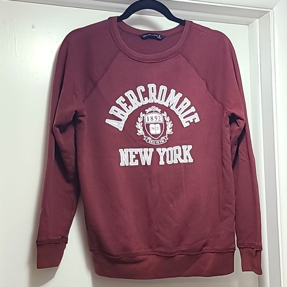 Abercrombie & Fitch Maroon New York Logo Crewneck Sweatshirt